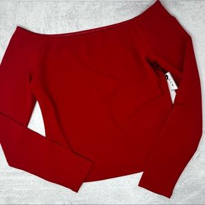 NWT Ardene Red Off the Shoulder Long Sleeve Top Size L